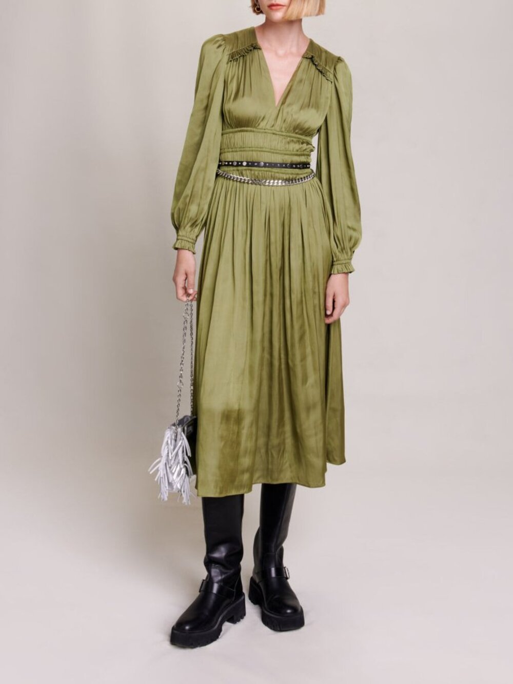 Maje riannette satin dress -